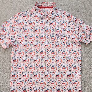Old Row America Red White Blue Performance Tech Golf Polo - Size Large